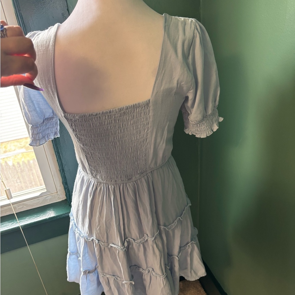Trixxi Light Blue Tiered Mini Dress - Picture 2 of 3